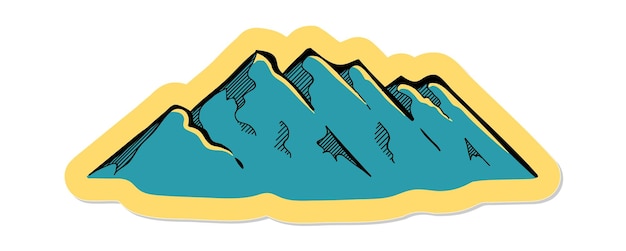 Vector hand drawn mountains in sticker style vector illustration