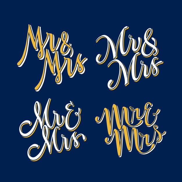 Mr e mrs lettering design disegnato a mano