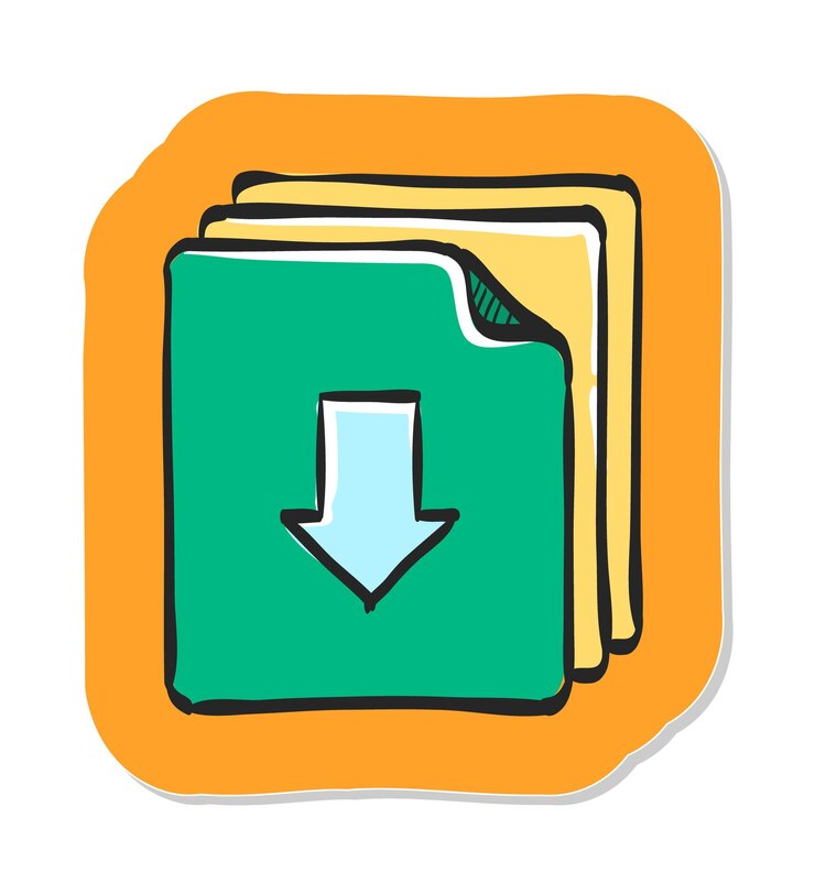 Vector hand drawn multiple download arrow icon in sticker style vector illustration