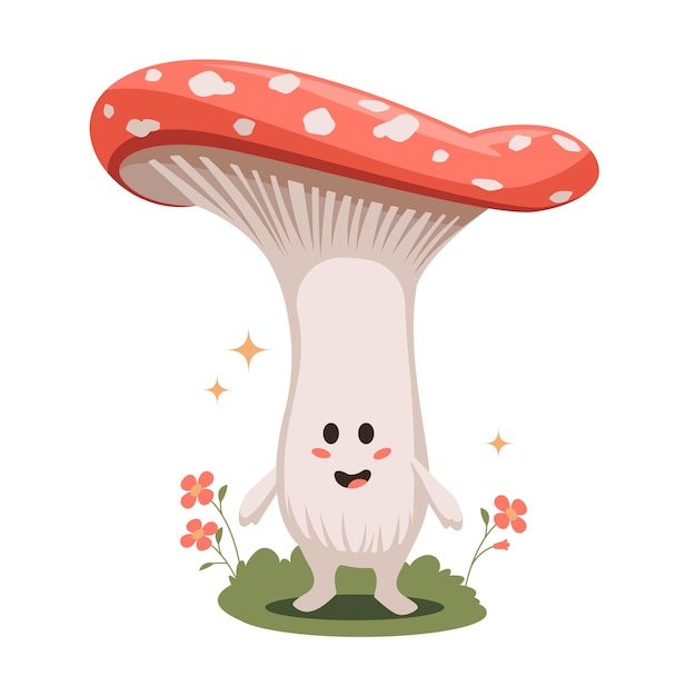 Vector hand drawn mushroom cartoon illustration