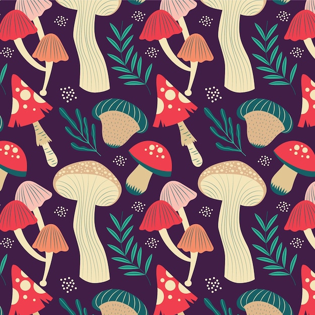 Hand drawn mushroom pattern