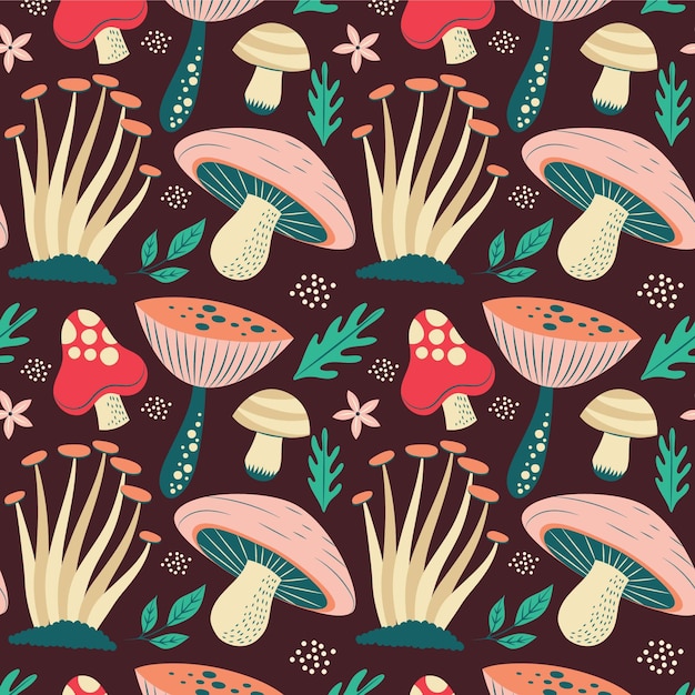 Hand drawn mushroom pattern