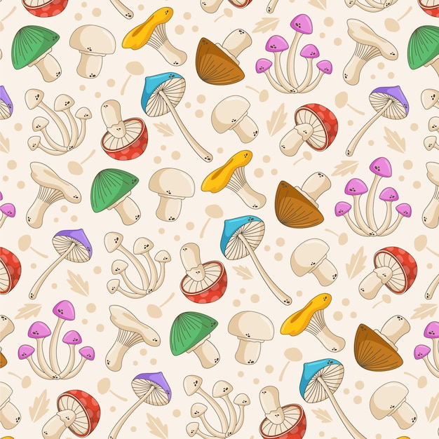 Vector hand drawn mushroom pattern