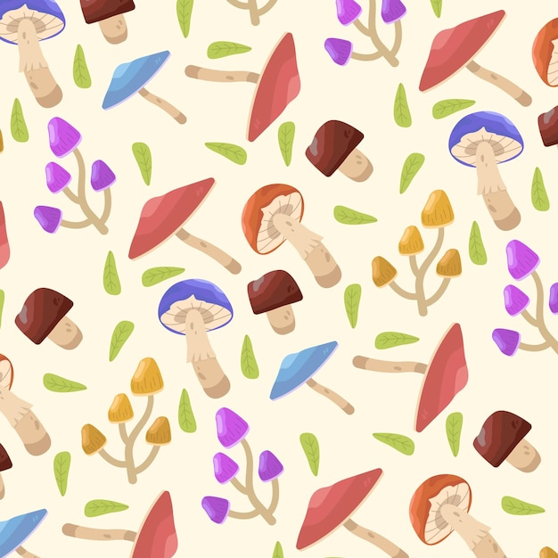 Vector hand drawn mushroom pattern