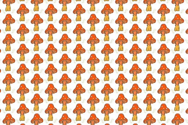 Hand drawn mushroom pattern