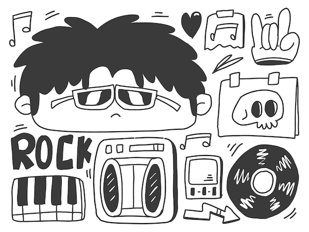 Vector hand drawn music doodle cartoon design