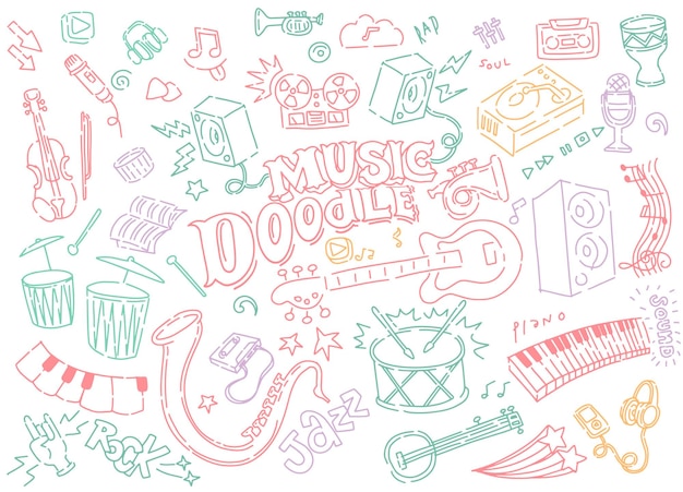 Vector hand drawn music doodles vector illustration