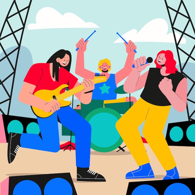 Vector hand drawn music festival illustration