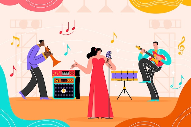 hand drawn music festival illustration
