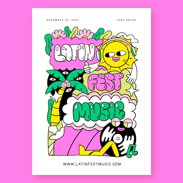 Hand drawn music festival poster template