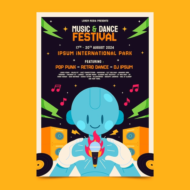 Вектор Плакат музыкального фестиваля, нарисованный вручную