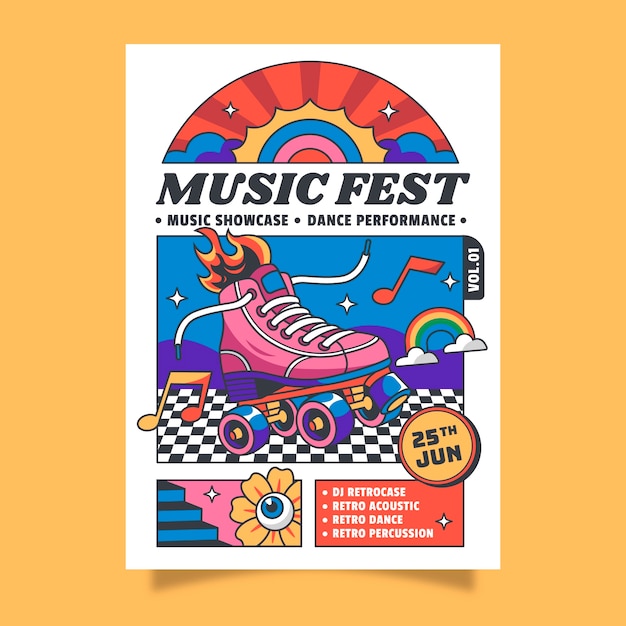 Vector hand drawn music festival poster