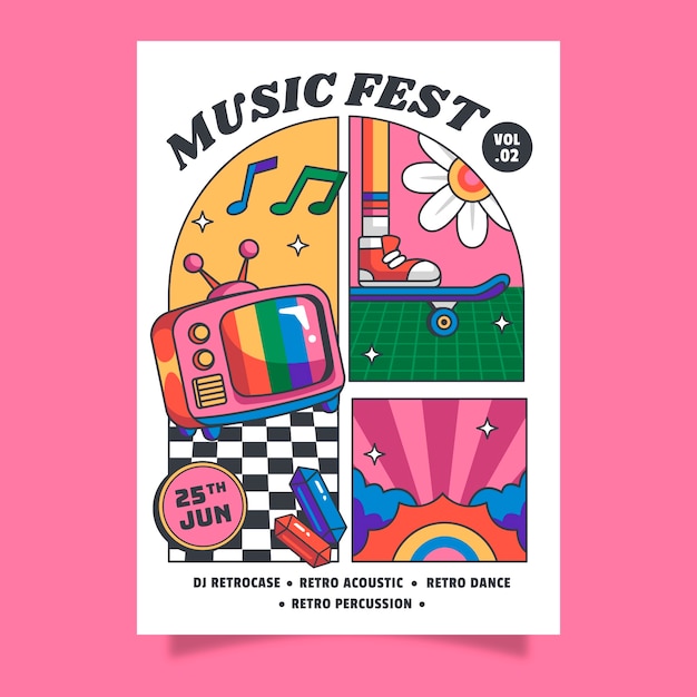 Vettore poster di un festival musicale disegnato a mano