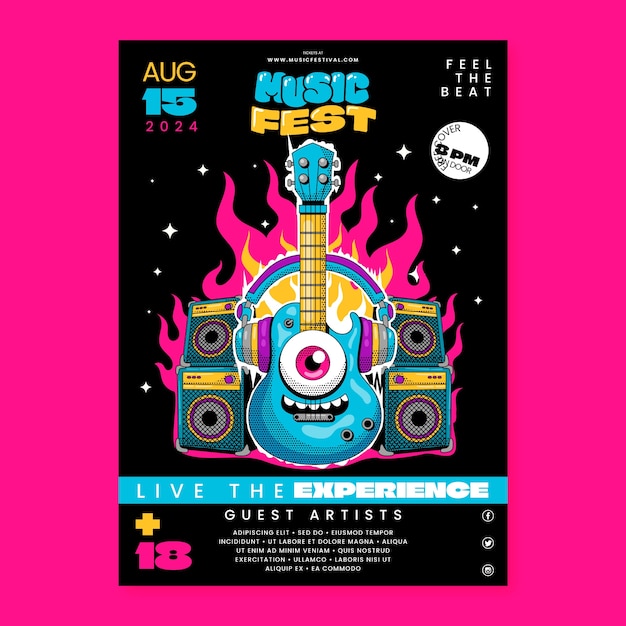 Vector hand drawn music festival poster