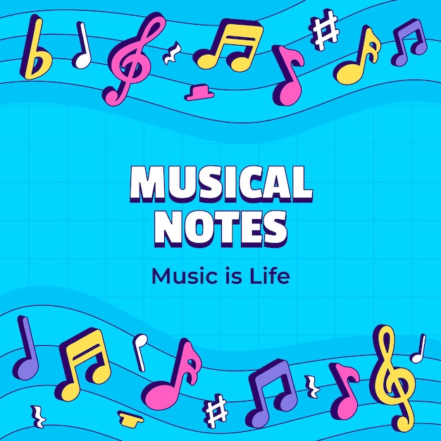 Hand drawn music notes background