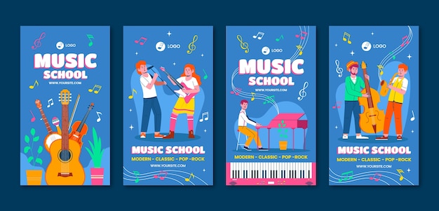 hand drawn music school instagram stories template