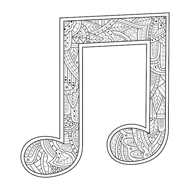 Vector hand drawn of musical notes in zentangle style