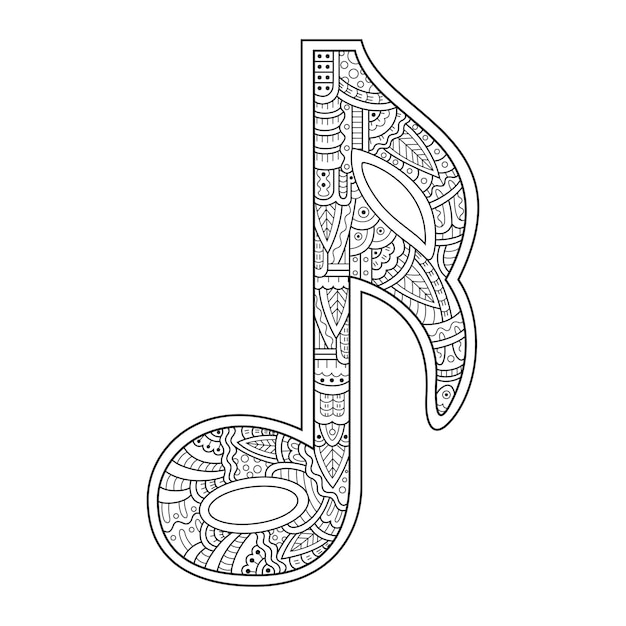 Hand drawn of Musical Notes in zentangle style