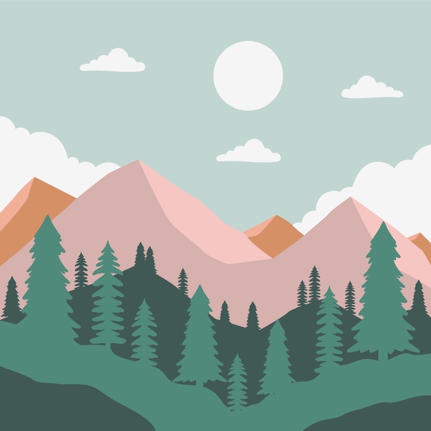 Vector hand drawn muted colors illustration