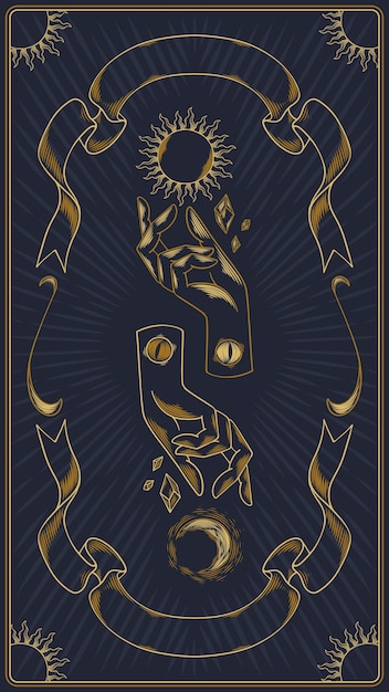 Vector hand drawn mystical tarot mobile wallpaper