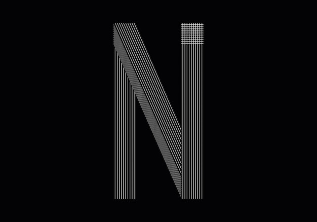 Нарисованная вручную буква N. Абстрактное письмо N.