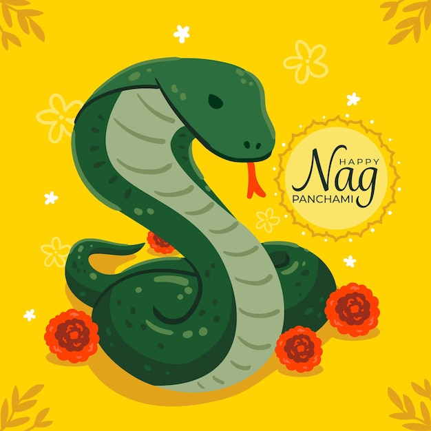 Vector hand drawn nag panchami illustration