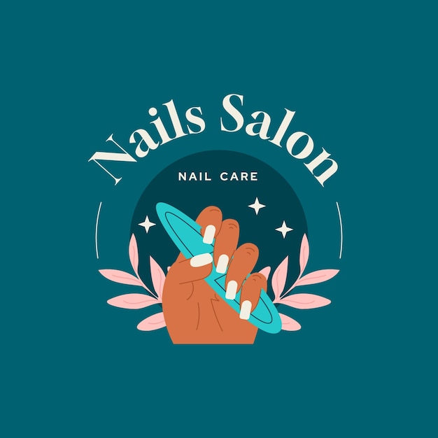 Vector hand drawn nail salon logo template