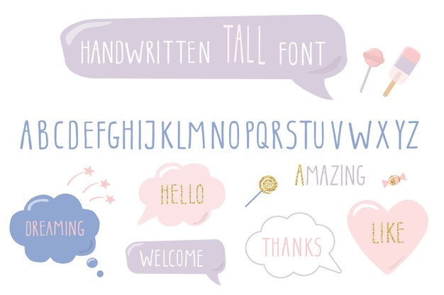 手描きの狭いフォント