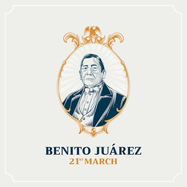 Illustrazione disegnata a mano da natalicio de benito juarez.