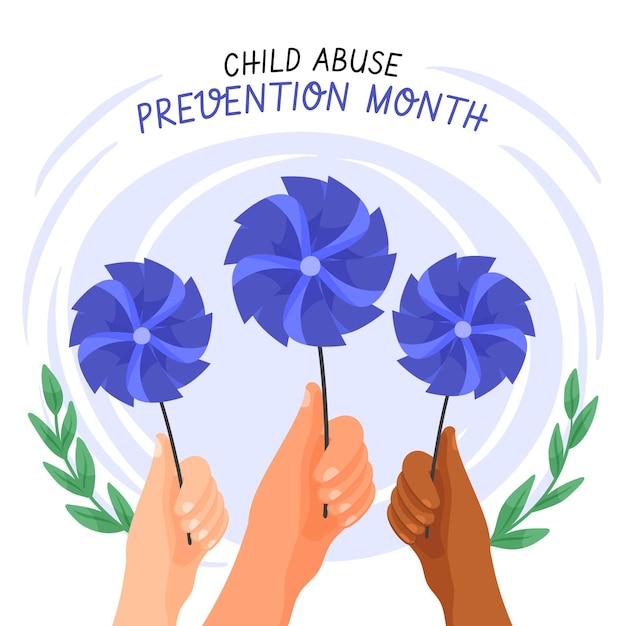 Vettore illustrazione di mese di prevenzione degli abusi sui minori nazionali disegnata a mano