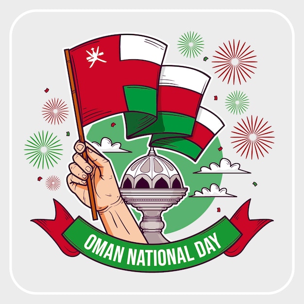 Hand drawn national day of oman illustration