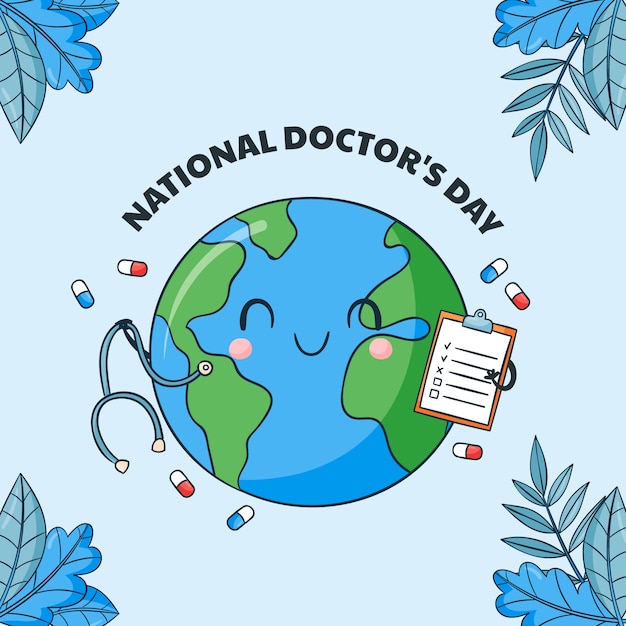 Vector hand drawn national doctor's day illustration