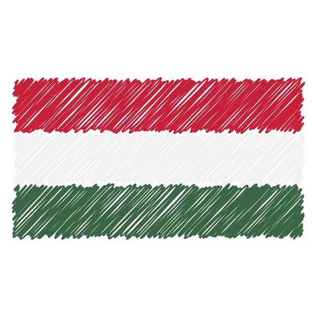 Vector hand drawn national flag of hungary isolated on a white background vector sketch style illustration