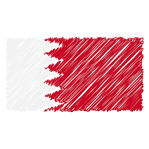 Ручной рисунок национального флага бахрейна, изолированный на белом фоне. векторная иллюстрация в стиле эскиза