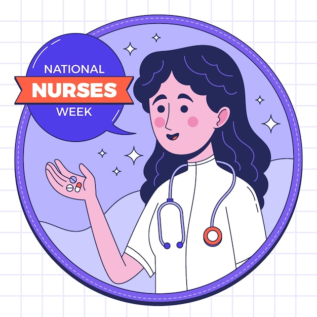 Hand drawn national nurses week illustration