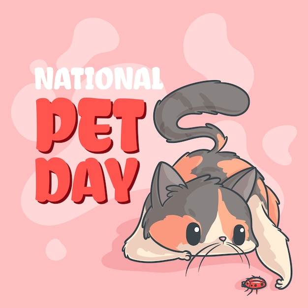 Иллюстрация национального дня домашних животных, нарисованная вручную