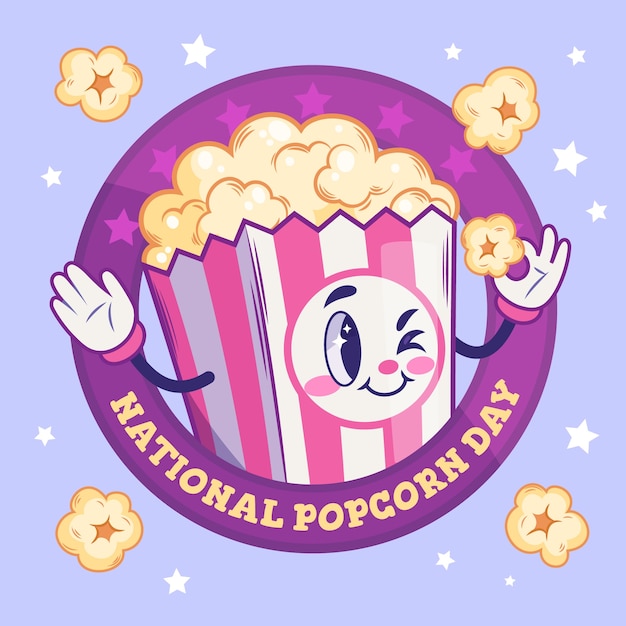 Hand drawn national popcorn day illustration