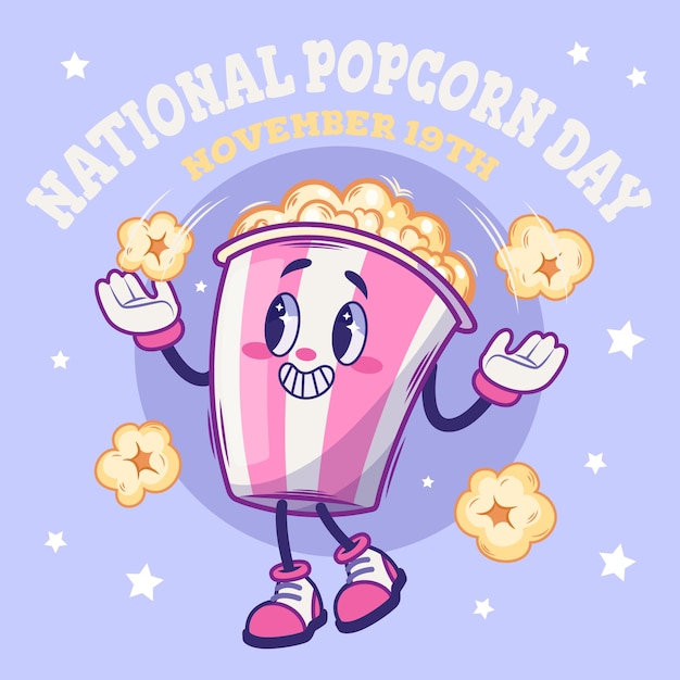 Hand drawn national popcorn day illustration