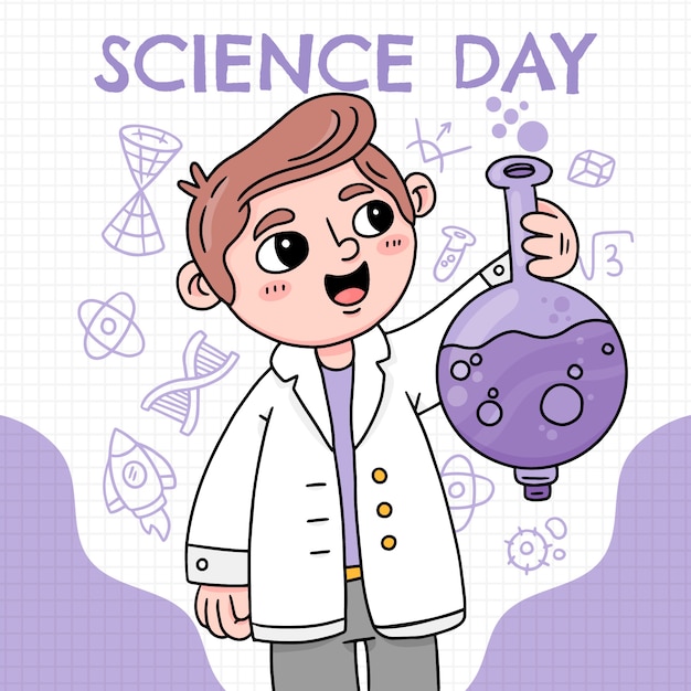 Vector hand drawn national science day illustration