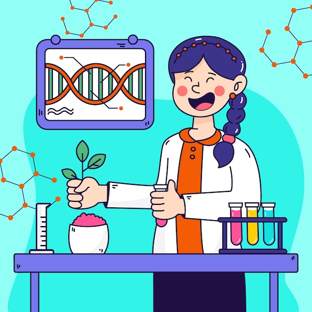 Vector hand drawn national science day illustration