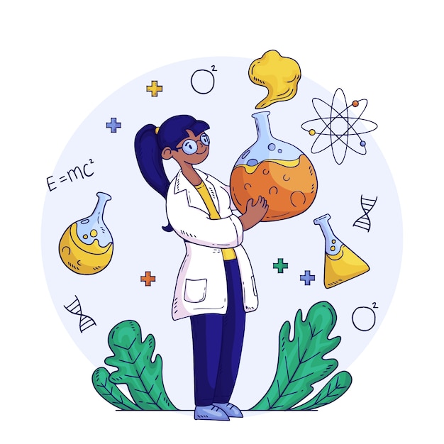 Hand drawn national science day illustration