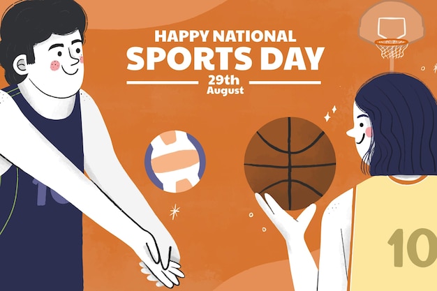 Vector hand drawn national sports day illustration