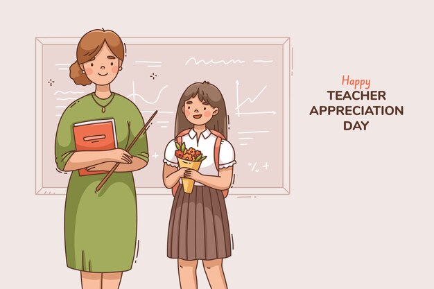 Vector hand drawn national teacher appreciation day background