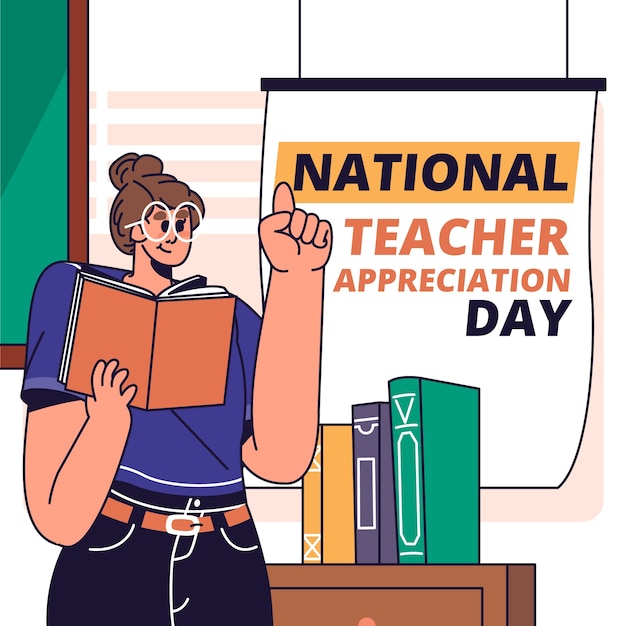 Hand drawn national teacher appreciation day illustration