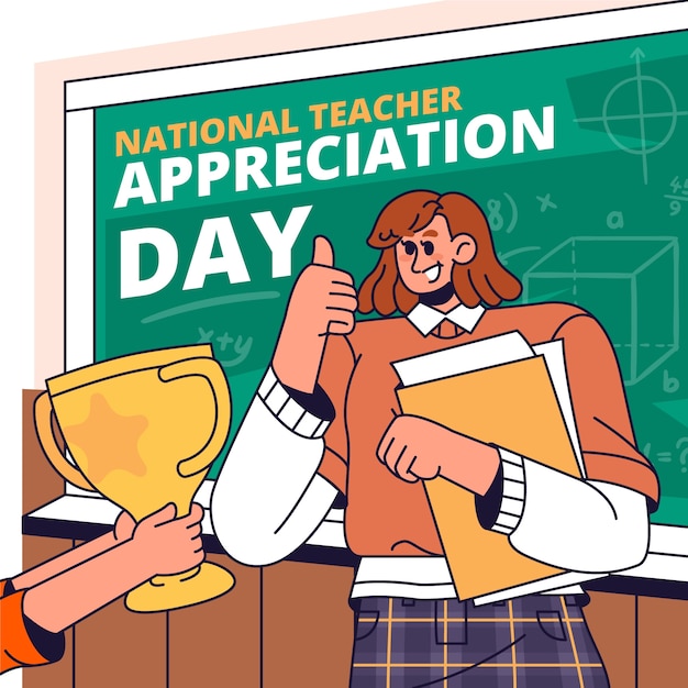 Hand drawn national teacher appreciation day illustration