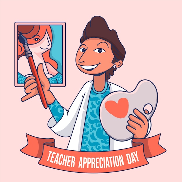 Illustrazione disegnata a mano per la giornata nazionale di apprezzamento degli insegnanti