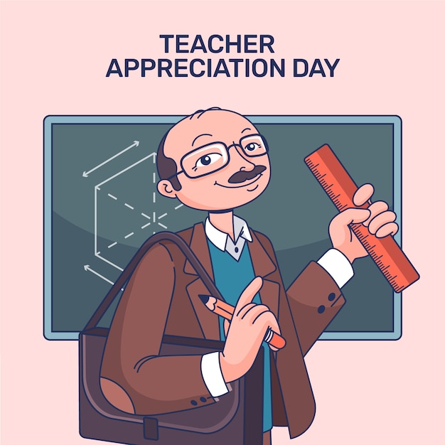 Иллюстрация национального дня признания учителей, нарисованная вручную