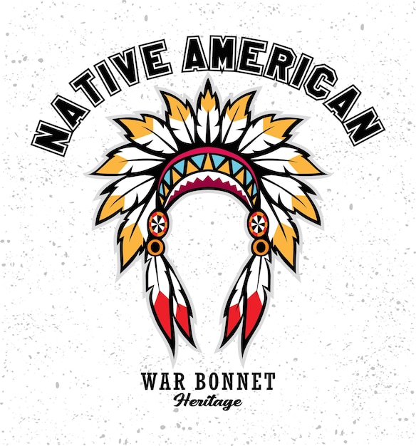 Vector hand drawn of native american indian headdress vector illustration