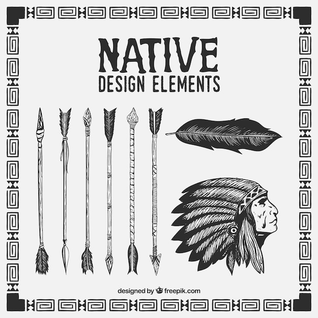 Hand drawn native design elements