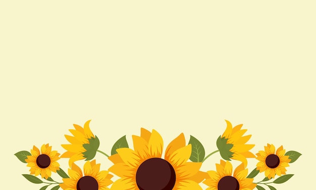 Hand Drawn Natural Sunflower Border Frame Vector